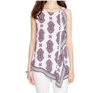 White House Black Market Pink and Black Floral Top